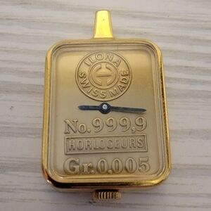 Vintage Ilona Watch Pendant Necklace Gold Tone Locket Style Quartz